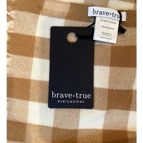 Brave + True Woodlands Tan & White Plaid Scarf - Size OS (NWT) - Picture 3 of 4